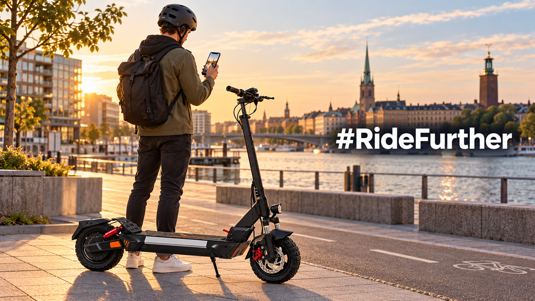 MOTORUN rider sharing a city ride photo with the #RideFurther community tag