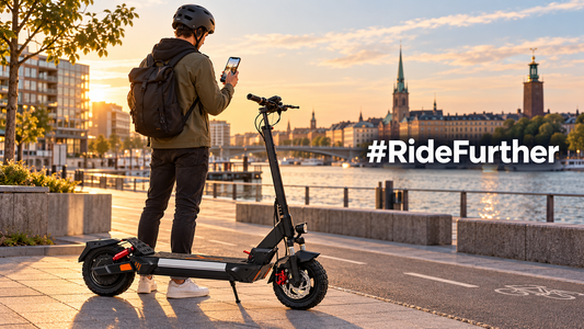 MOTORUN rider sharing a city ride photo with the #RideFurther community tag