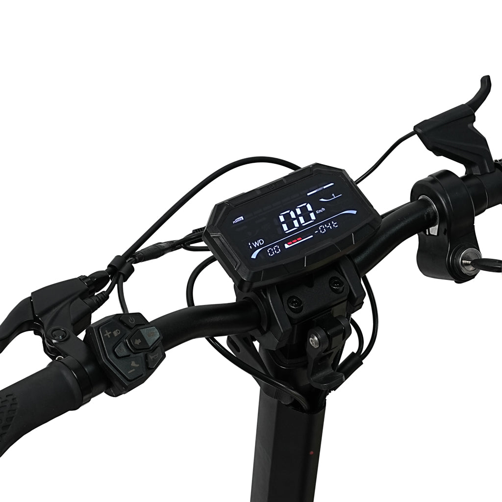 MOTORUN V2-Plus LCD display showing speed, battery and ride mode