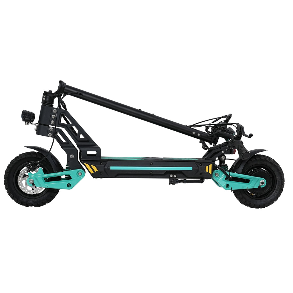 MOTORUN V2 electric scooter folded for storage and transport
