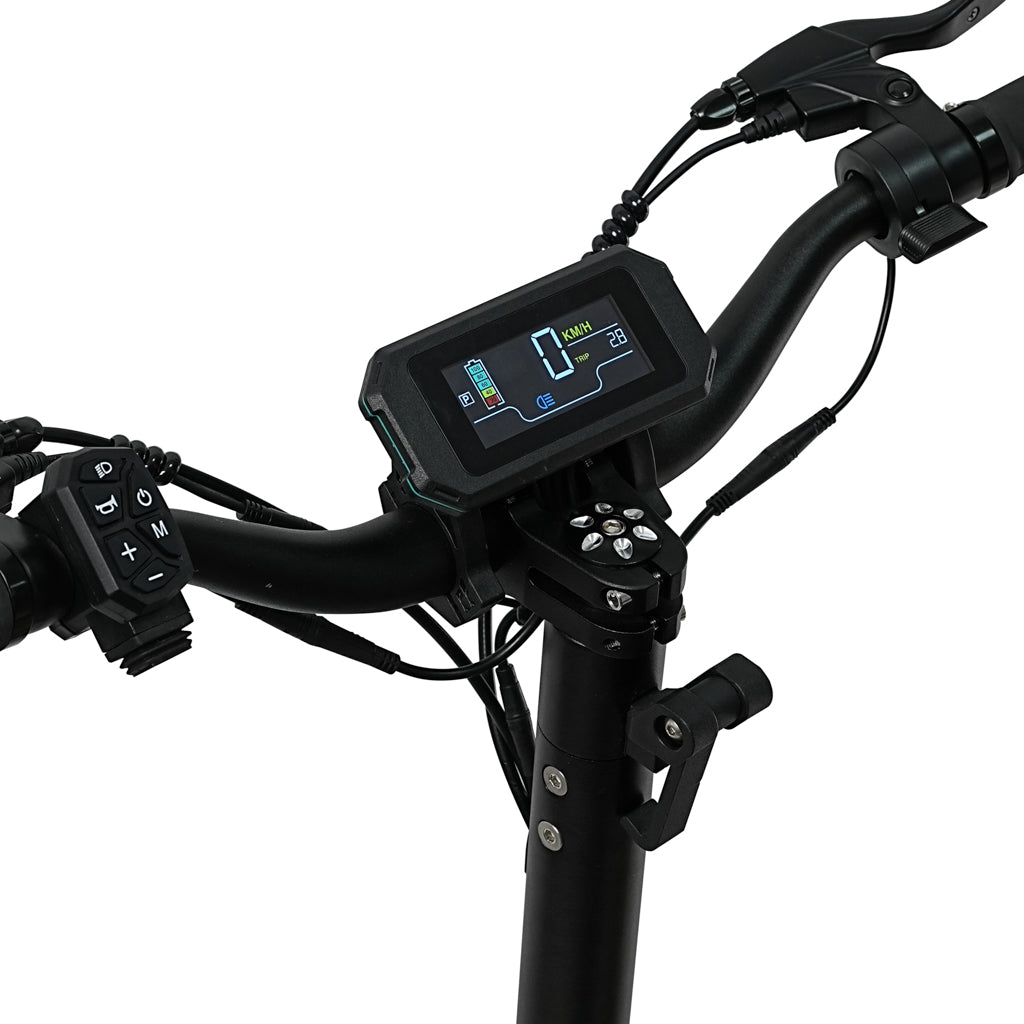 MOTORUN V2 LCD display showing speed, battery and trip data