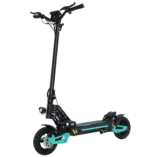 MOTORUN V2 folding electric scooter for adults in black and green